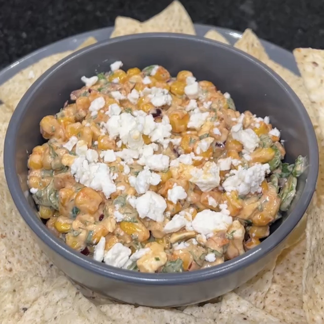 Botana de Elote con Queso Feta